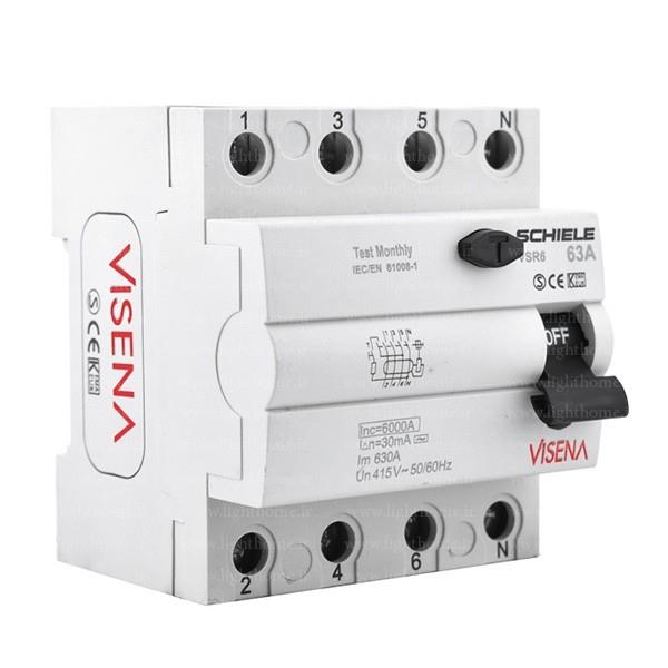 کلید محافظ جان چهار پل 25 آمپر ویسنا 30mA